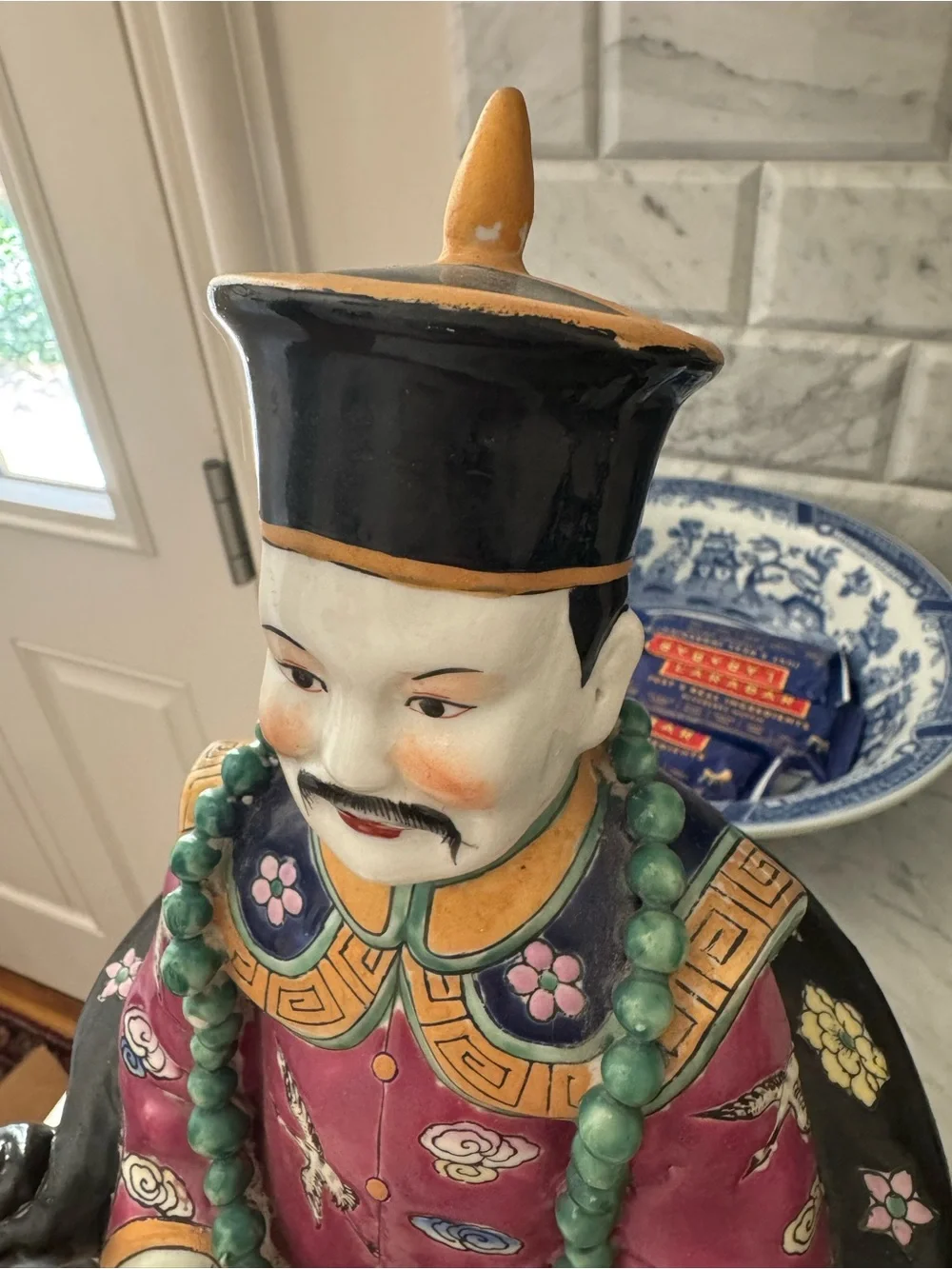 Pair of Chinoiserie Ceramic Statues